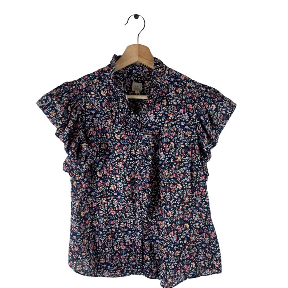 Floral Ruffle Sleeve Top - Picture 2 of 8